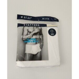 STAFFORD MENS FULL-CUT BRIEFS SIZE 32- 6 PACK PLUS 2 PAIR 8 TOTAL 100% COTTON